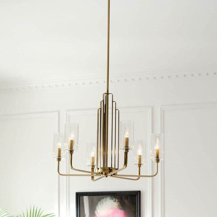 Kichler 52411BNB Six Light Chandelier, Brushed Natural Brass