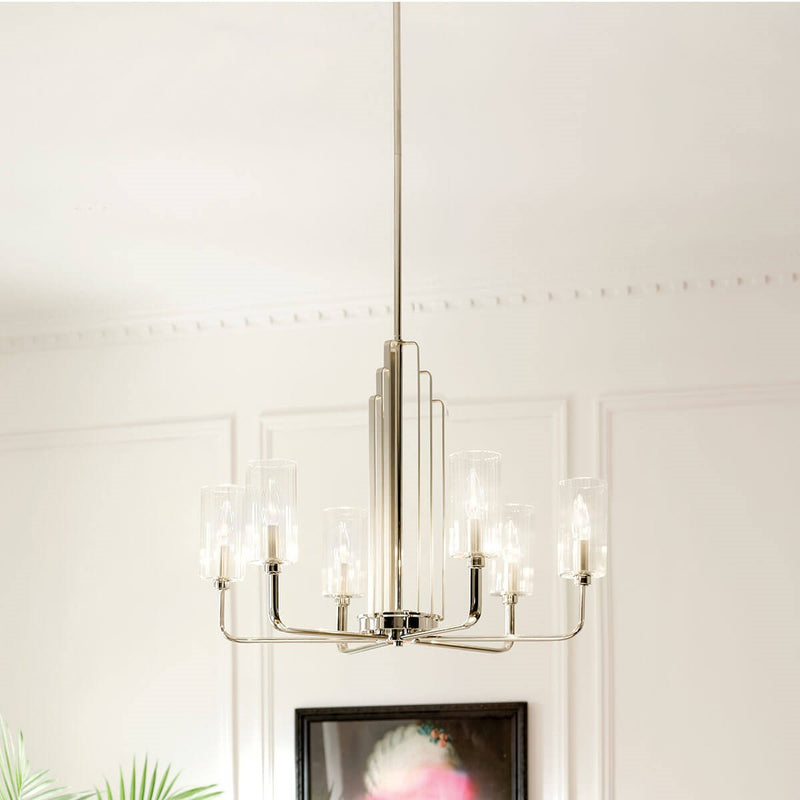 Kichler 52411PN Six Light Chandelier, Polished Nickel