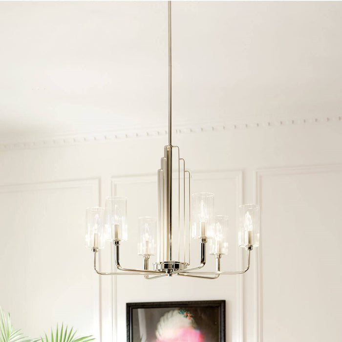 Kichler 52411PN Six Light Chandelier, Polished Nickel