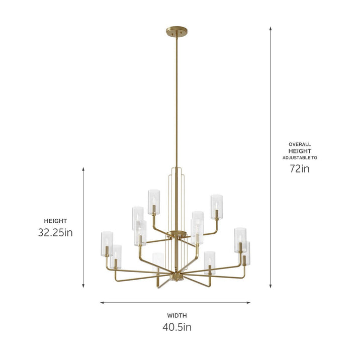 Kichler 52412BNB 12 Light Chandelier, Brushed Natural Brass