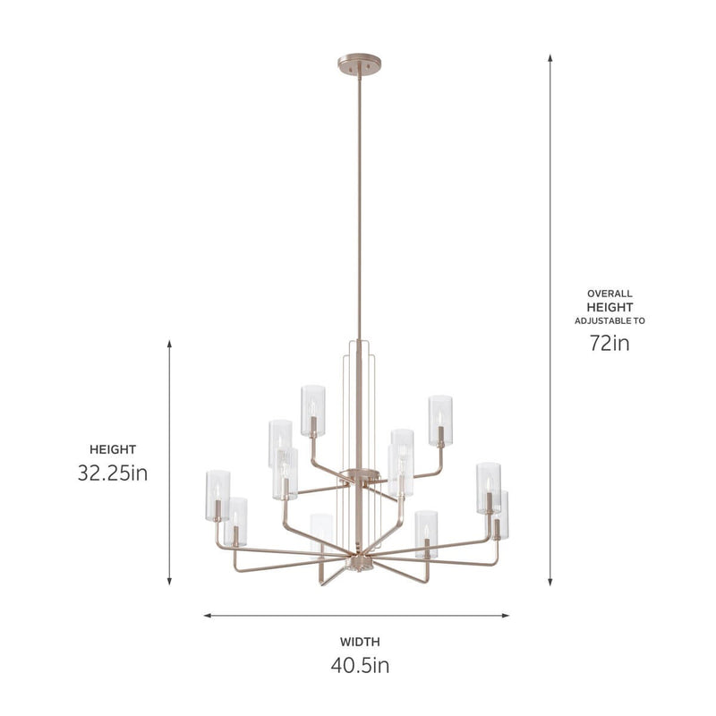 Kichler 52412PN 12 Light Chandelier, Polished Nickel