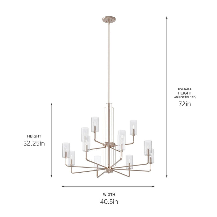 Kichler 52412PN 12 Light Chandelier, Polished Nickel