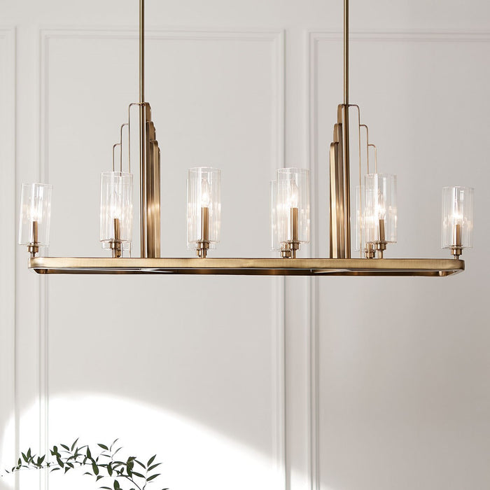 Kichler 52413BNB Ten Light Linear Chandelier, Brushed Natural Brass