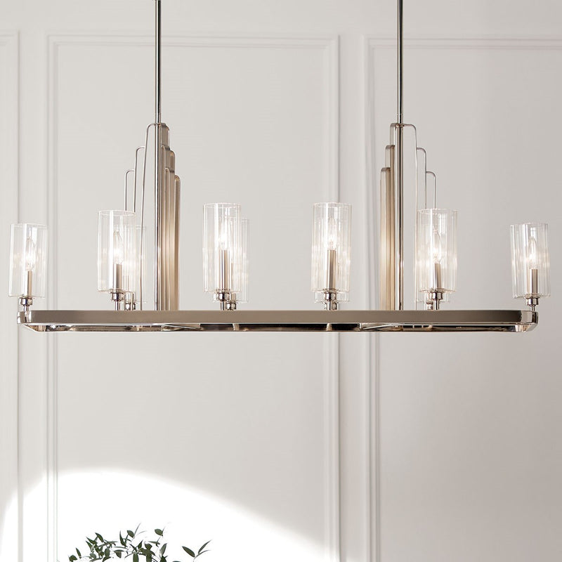 Kichler 52413PN Ten Light Linear Chandelier, Polished Nickel