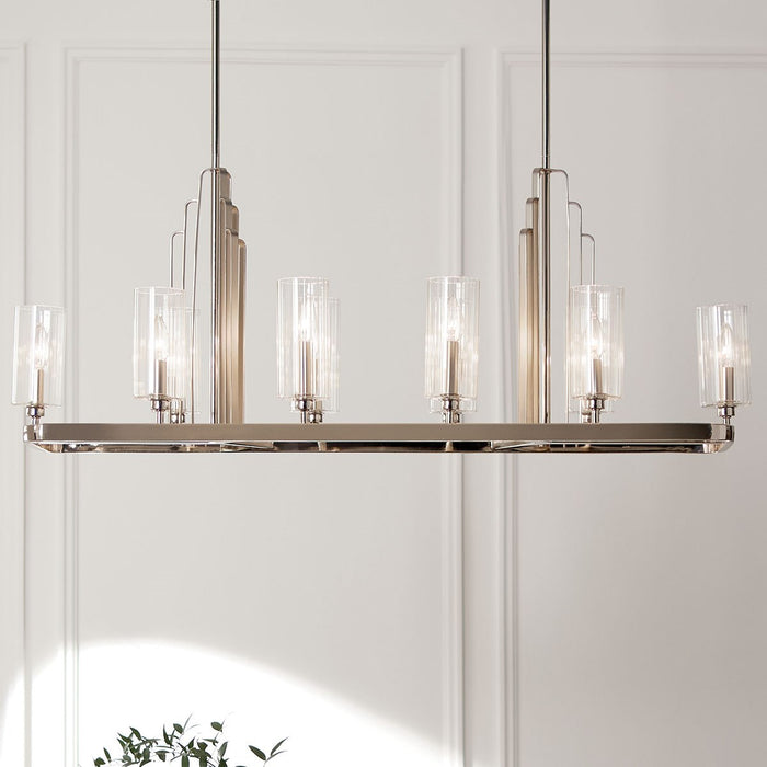 Kichler 52413PN Ten Light Linear Chandelier, Polished Nickel