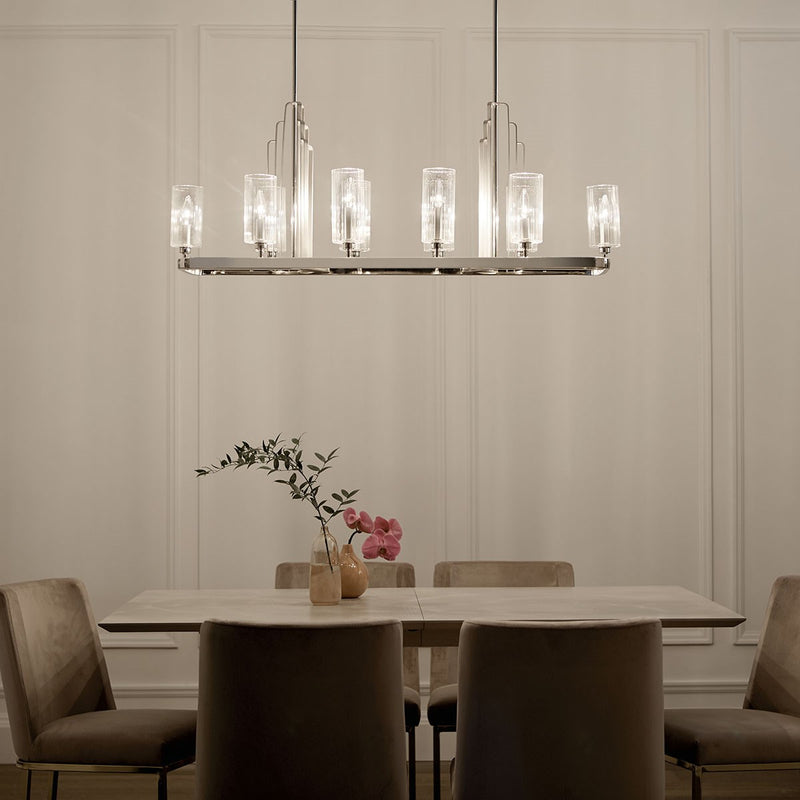 Kichler 52413PN Ten Light Linear Chandelier, Polished Nickel