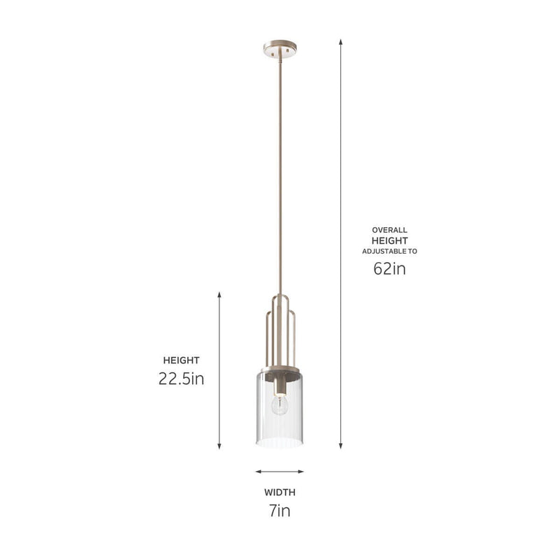 Kichler 52414PN One Light Mini Pendant, Polished Nickel