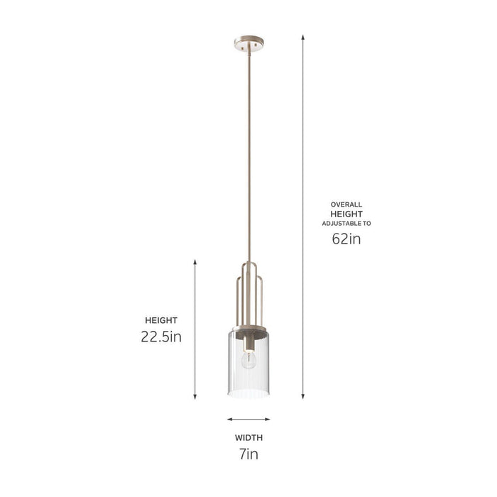 Kichler 52414PN One Light Mini Pendant, Polished Nickel
