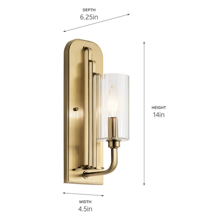Kichler 52415BNB One Light Wall Sconce, Brushed Natural Brass