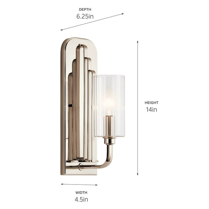 Kichler 52415PN One Light Wall Sconce, Polished Nickel