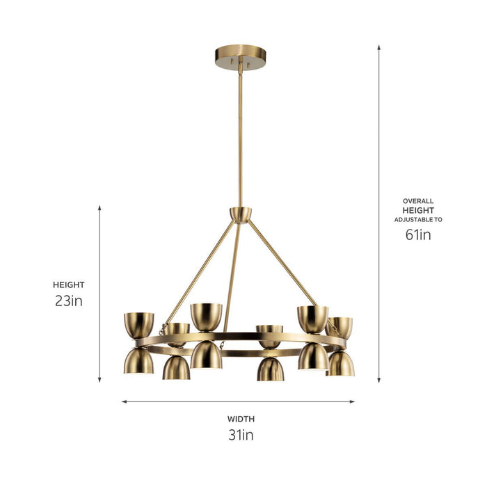Kichler 52418BNBLED LED Chandelier, Brushed Natural Brass