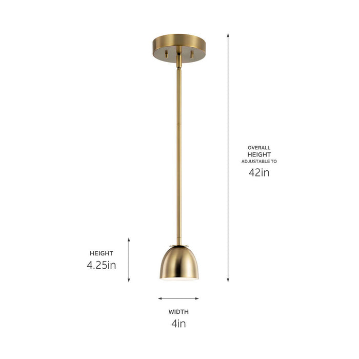 Kichler 52419BNBLED LED Mini Pendant, Brushed Natural Brass