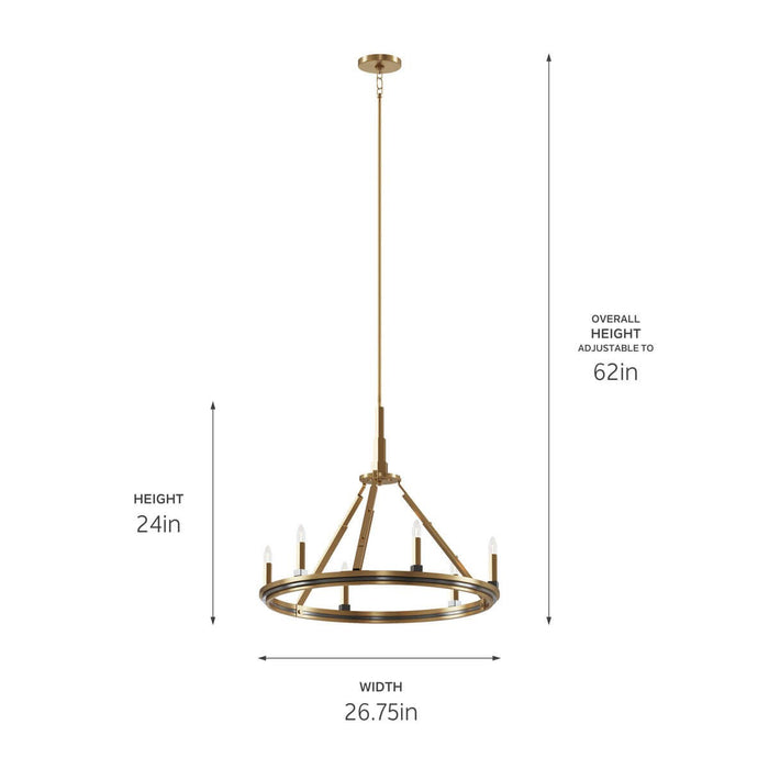 Kichler 52420BNB Six Light Chandelier, Brushed Natural Brass