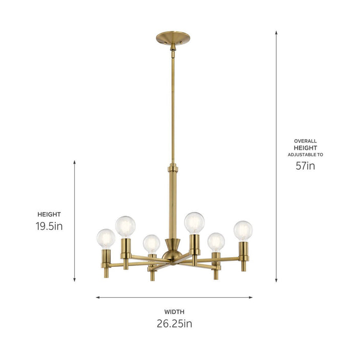 Kichler 52424BNB Six Light Chandelier, Brushed Natural Brass
