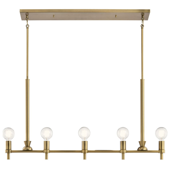 Kichler 52425BNB Five Light Linear Chandelier, Brushed Natural Brass