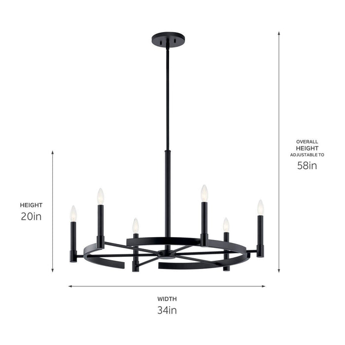 Kichler 52427BK Six Light Chandelier, Black