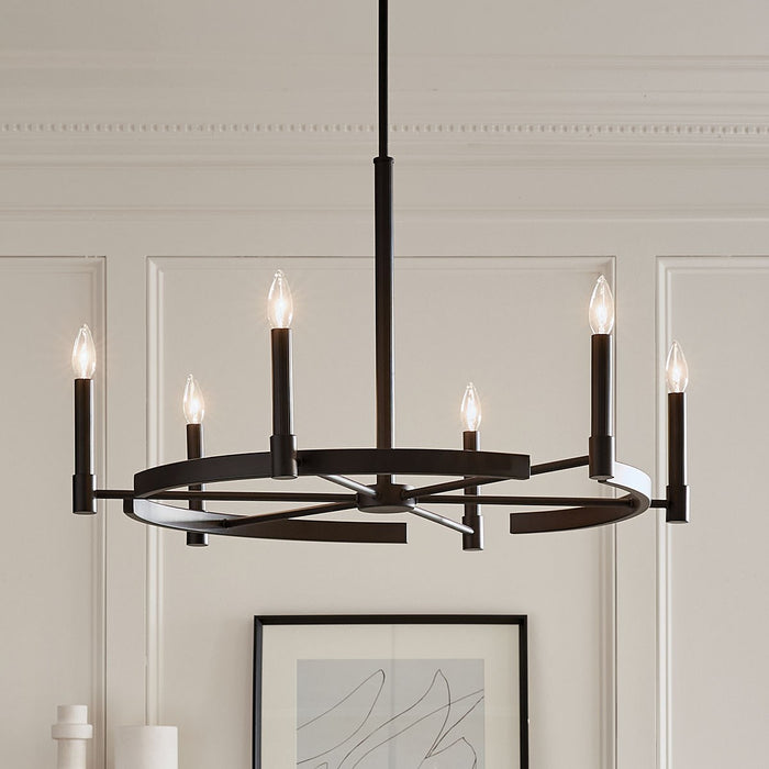 Kichler 52427BK Six Light Chandelier, Black