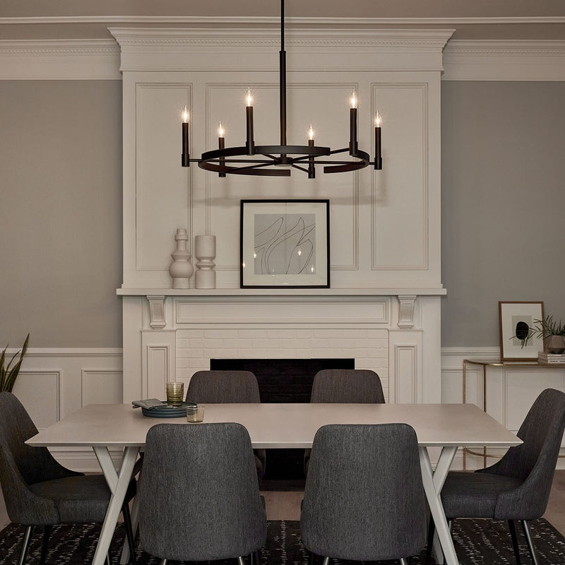 Kichler 52427BK Six Light Chandelier, Black