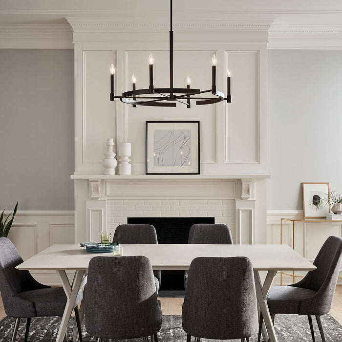 Kichler 52427BK Six Light Chandelier, Black