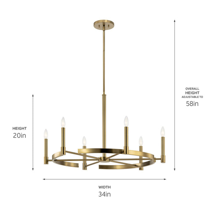 Kichler 52427BNB Six Light Chandelier, Brushed Natural Brass