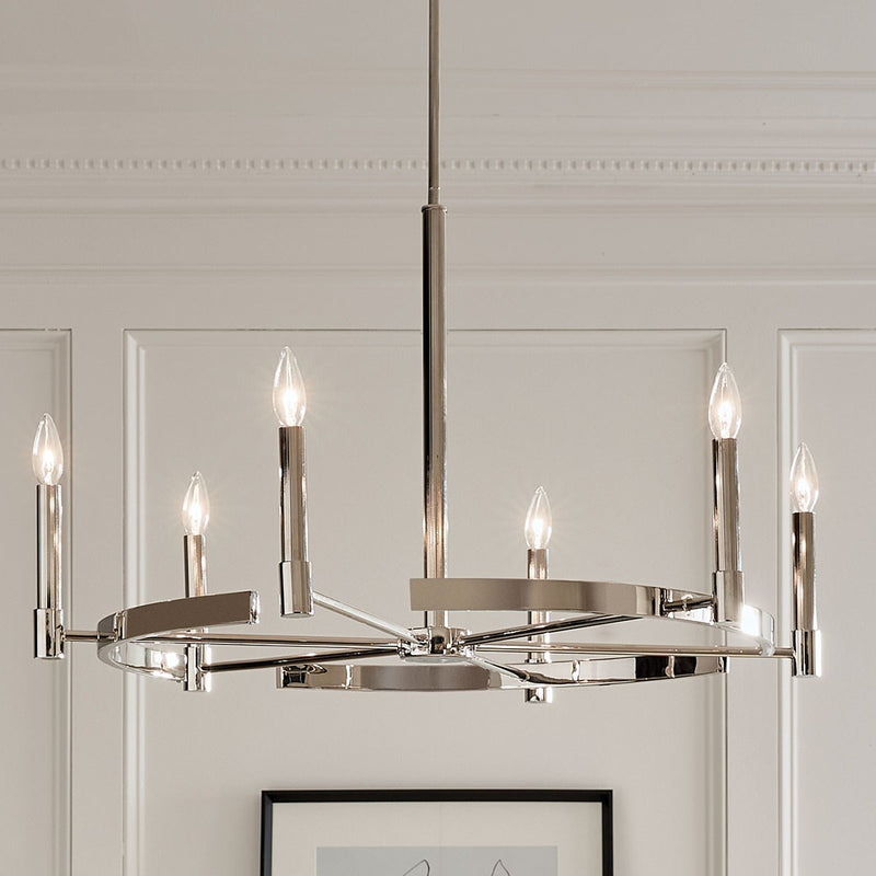 Kichler 52427PN Six Light Chandelier, Polished Nickel