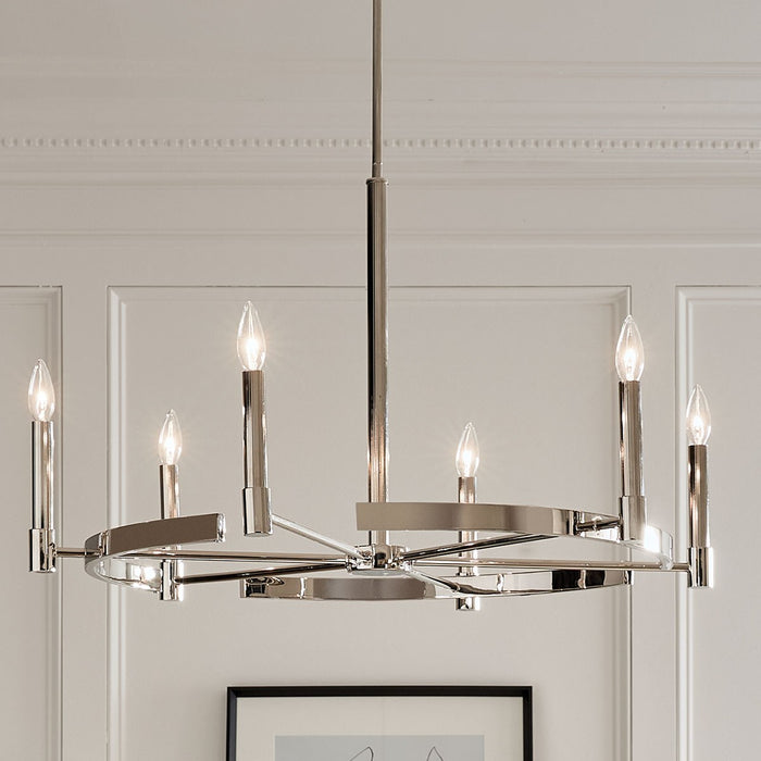 Kichler 52427PN Six Light Chandelier, Polished Nickel