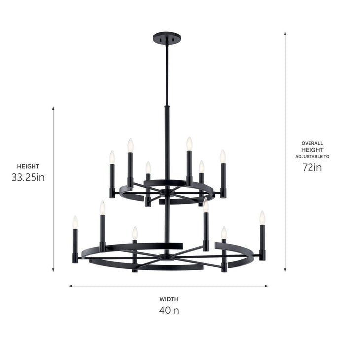 Kichler 52428BK 12 Light Chandelier, Black
