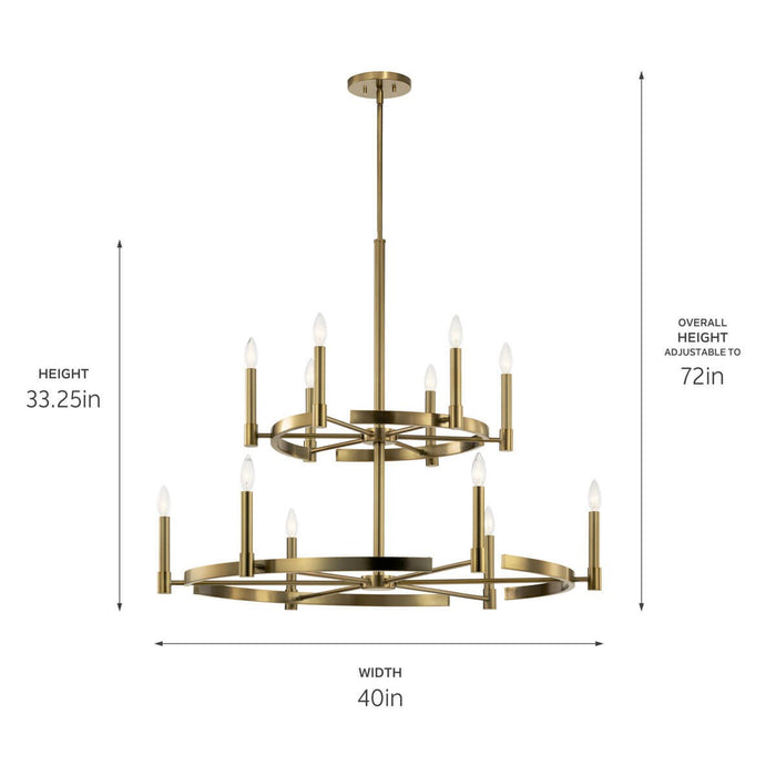 Kichler 52428BNB 12 Light Chandelier, Brushed Natural Brass