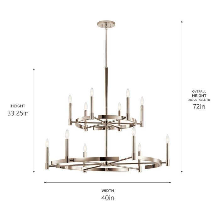 Kichler 52428PN 12 Light Chandelier, Polished Nickel