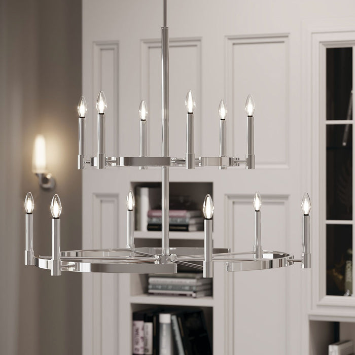 Kichler 52428PN 12 Light Chandelier, Polished Nickel