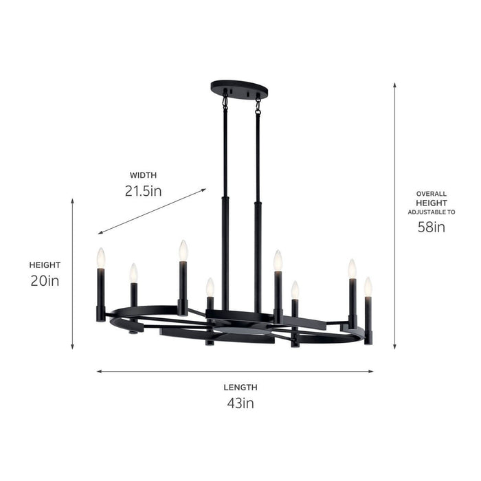 Kichler 52429BK Eight Light Chandelier, Black