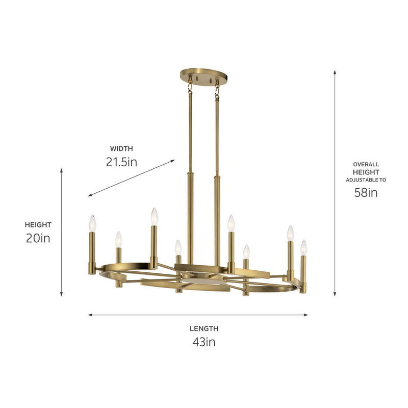 Kichler 52429BNB Eight Light Chandelier, Brushed Natural Brass