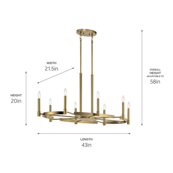 Kichler 52429BNB Eight Light Chandelier, Brushed Natural Brass
