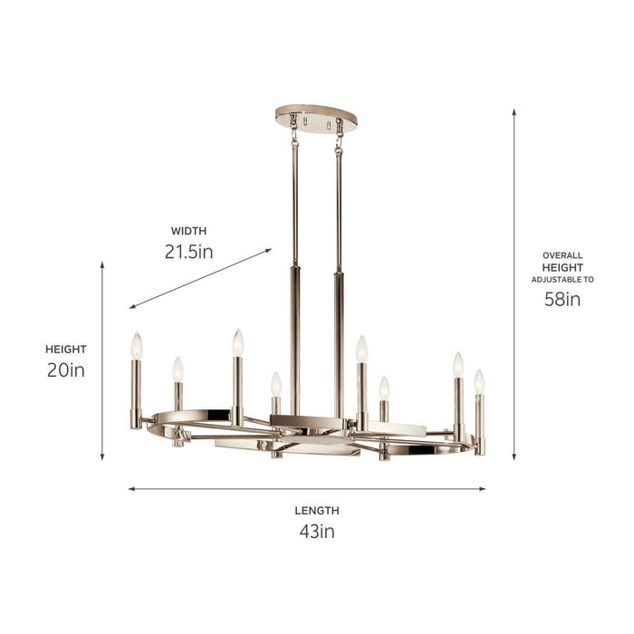 Kichler 52429PN Eight Light Chandelier, Polished Nickel