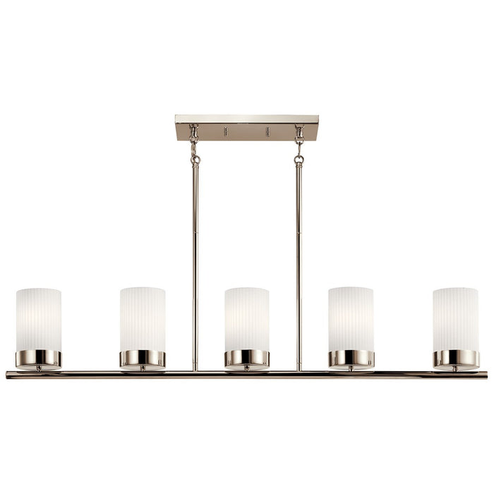 Kichler 52430PN Five Light Linear Chandelier, Polished Nickel