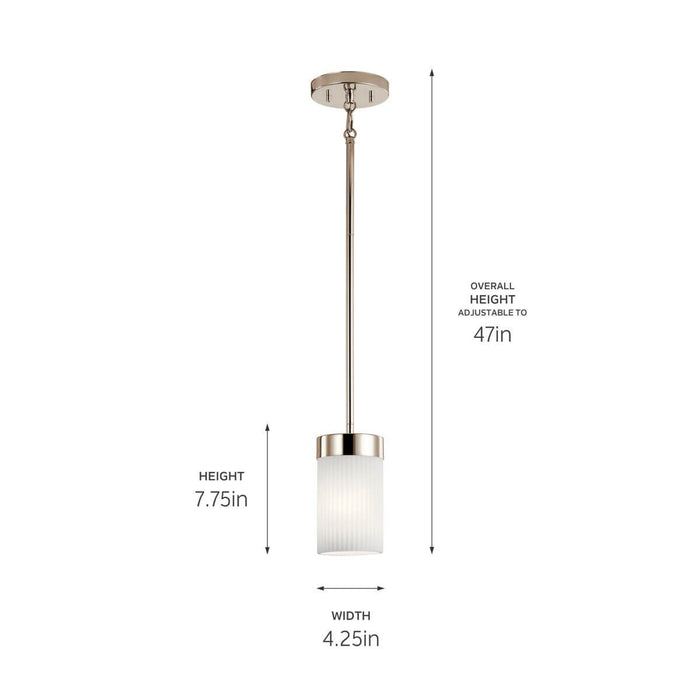 Kichler 52431PN One Light Mini Pendant, Polished Nickel