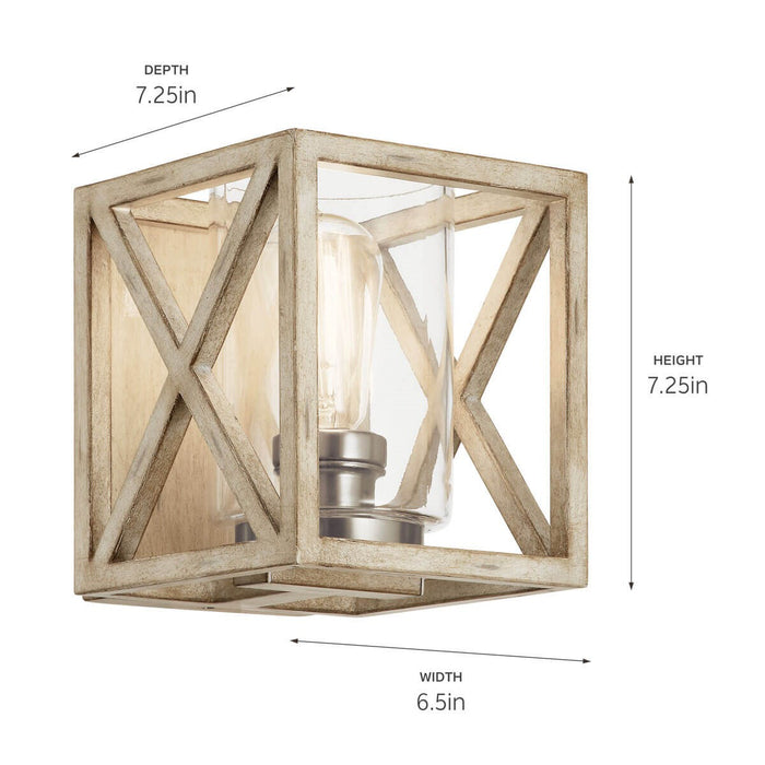 Kichler 55063DAW One Light Wall Sconce, Distressed Antique White