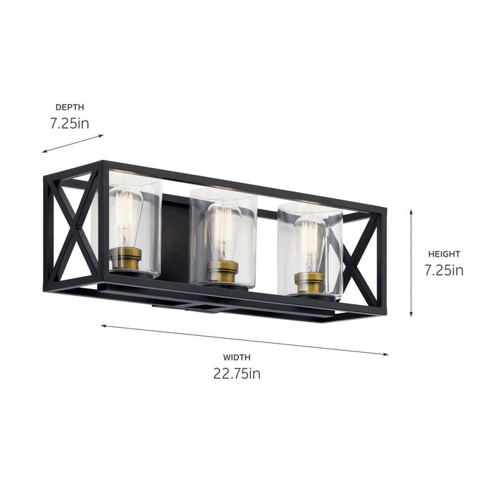 Kichler 55065BK Three Light Bath, Black