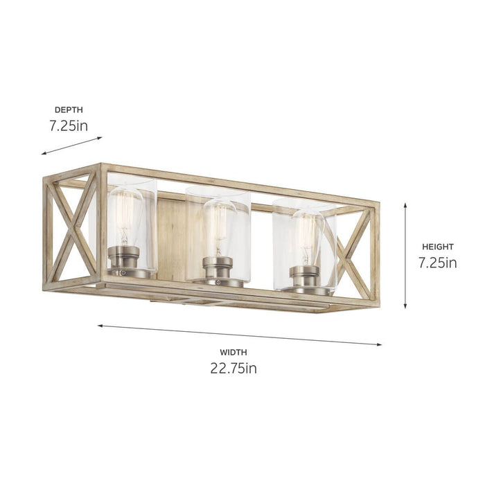 Kichler 55065DAW Three Light Bath, Distressed Antique White