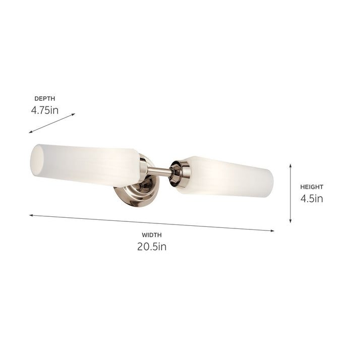 Kichler 55074PN Two Light Wall Sconce, Polished Nickel