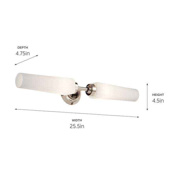 Kichler 55075PN Two Light Bath, Polished Nickel