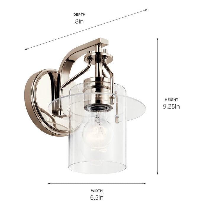 Kichler 55077PN One Light Wall Sconce, Polished Nickel
