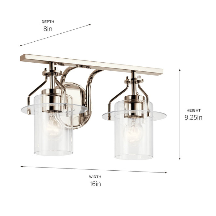 Kichler 55078PN Two Light Bath, Polished Nickel