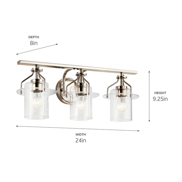 Kichler 55079PN Three Light Bath, Polished Nickel