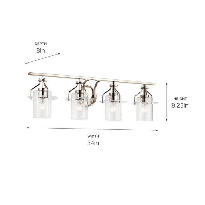Kichler 55080PN Four Light Bath, Polished Nickel