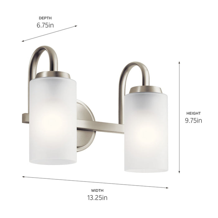 Kichler 55086NI Two Light Bath, Brushed Nickel