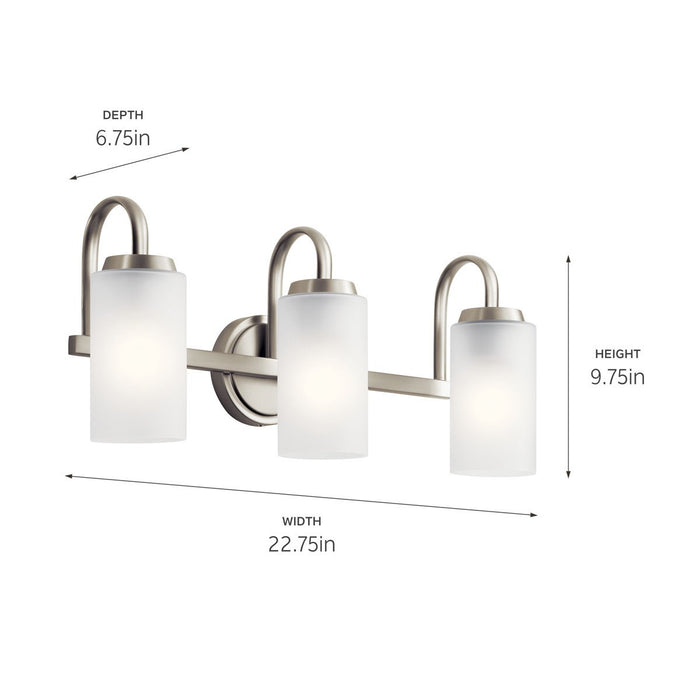Kichler 55087NI Three Light Bath, Brushed Nickel