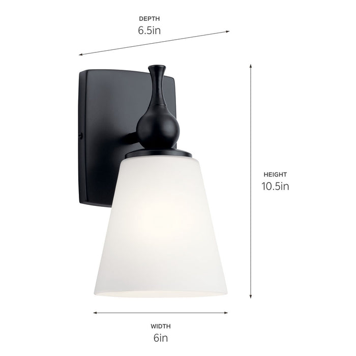 Kichler 55090BK One Light Wall Sconce, Polished Nickel