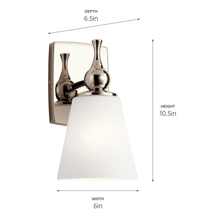 Kichler 55090PN One Light Wall Sconce, Polished Nickel