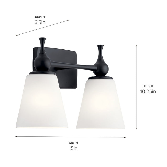 Kichler 55091BK Two Light Bath, Black
